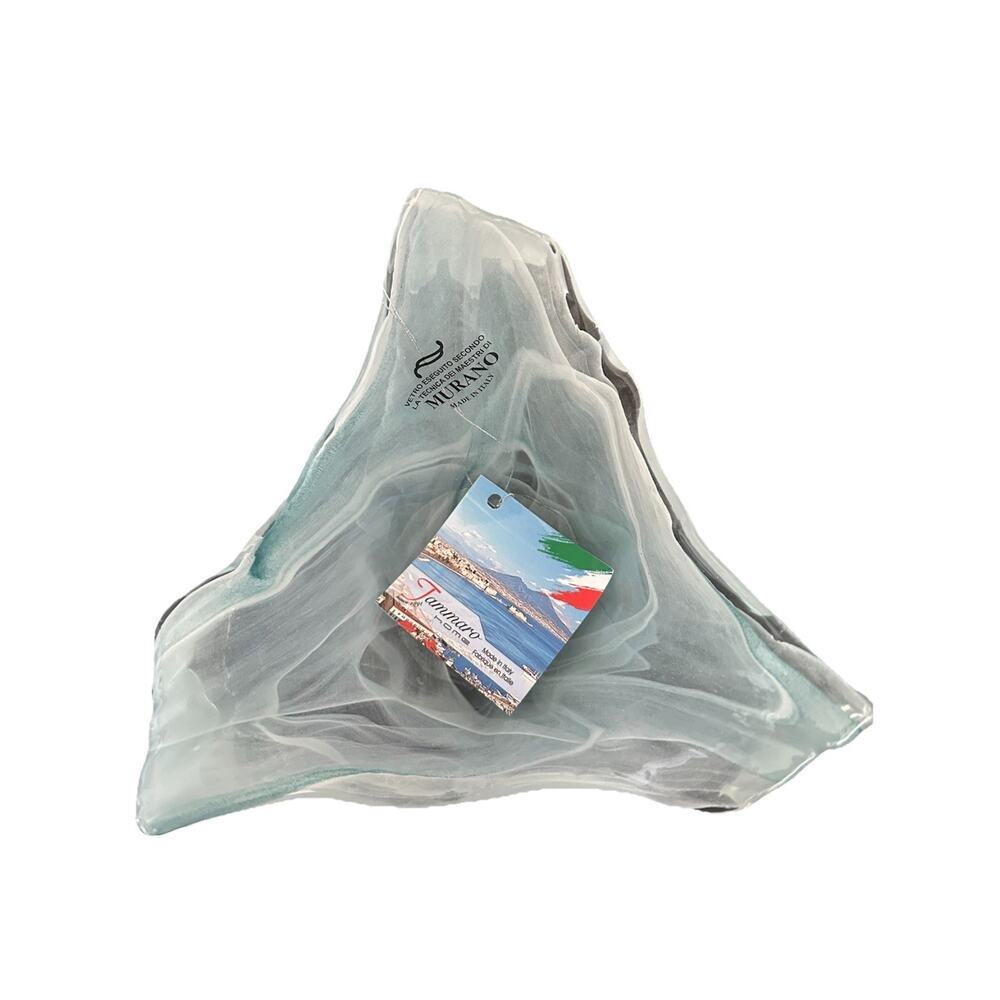 Murano Glass Light Blue Tulip Bowl Base Votive Made In Italy New with Tags 7”